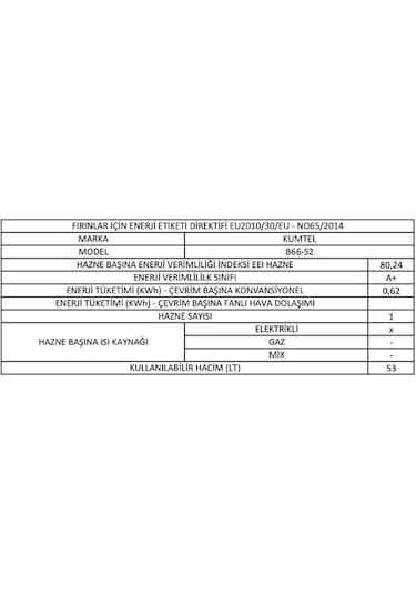 Kumtel B66-S2 Ankastre Fırın Inox