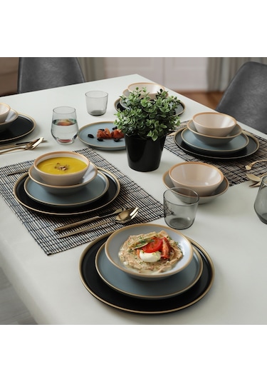 Keramika Safir Gri Yemek Takımı 6 Kişilik 24 Parça 624-995