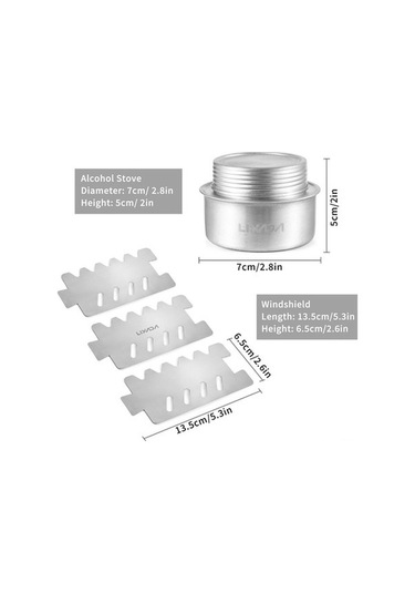 Pazly Yürüyüş İçin Taşınabilir Sırt Rüzgar Paslanmaz Ocak Mini Kamp Çantası Alkol 100ml Jw Gümüş Gümüş