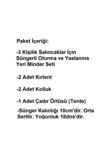 Mandaş Süngerli 3 Kişilik Salıncak Minder Seti -yeşil Krem Yeşil