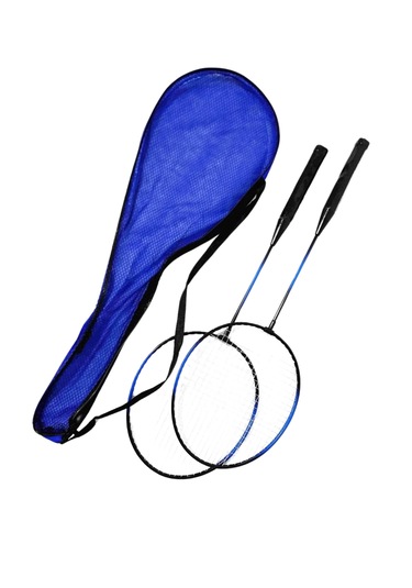 Çantalı Bedminton Seti 2 Raket 1 Top Badminton Seti Mavi Renk