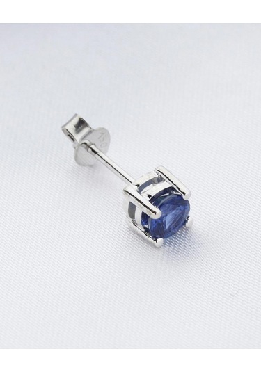 18 Ayar Altın 0.64 Karart Safir Tektaş Tek Küpe Çift Değildir Beyaz