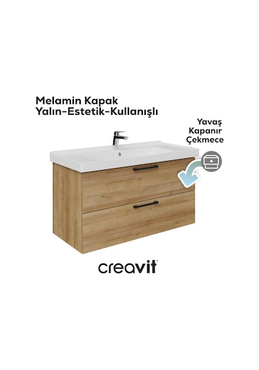 Creavit D20 100 Cm İki Çekmeceli Lavabo Dolabı Everest Melamin Kapak Ahşap