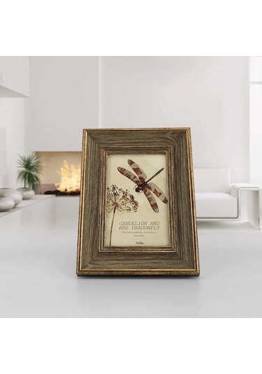 Kahverengi Ahşap Resim Çerçevesi Vintage Portre Fotoğraf Çerçeveleri Evlilik Yıldönümü Retro Manzara Posteri 6 İnch