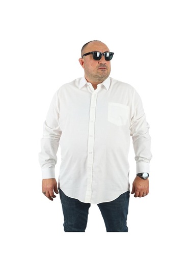 Starbattal Büyük Beden Erkek Gömlek Punteado 23354 BEYAZ Beyaz