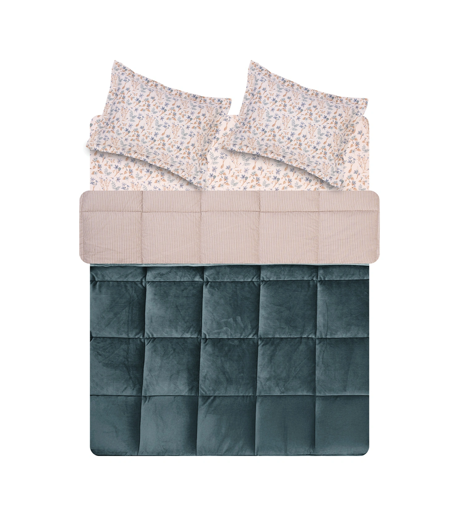 Puffy Wels Çift Kişilik Threefy Uyku Seti - Mavi