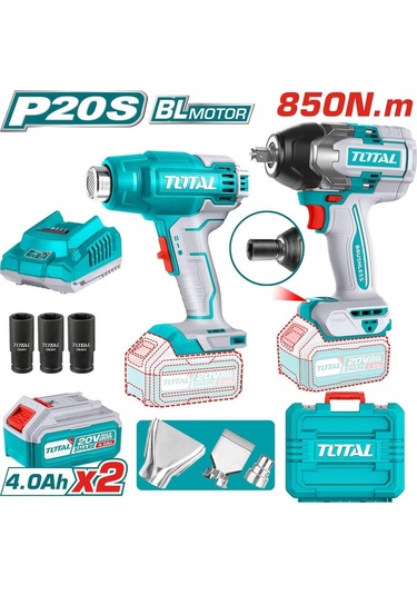 Total TOSLI240489E Li-ion Akülü Somun Sıkma Ve Sıcak Hava Tabancası Seti