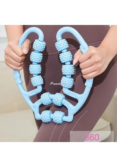 Mavi 12 Tekerlek Halka Kelepçe Bacak Çalıştırıcı Bacak Kas Spor Bel Güzellik Bacak Cihazı Yoga Masaj Silindiri Eğitmen Kas Gevşeme Rulo Mavi
