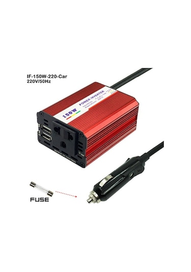Novahub 150w Araç Inverter Dc 12v Ac 220v 3.1a Çift Usb Taşınabilir Ab Priz