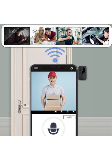 Skycity S3 Akıllı Görüntülü Kapı Çanı - Kablosuz Hd Kamera, İki Yönlü Ses, Gece Görüşü, Wifi İle Konuşma, Ev/gayrimenkul Güvenliği Siyah