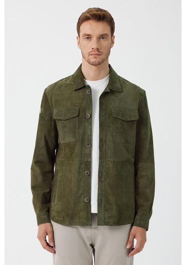 Fiorenzo Yeşil Nubuk Deri Gömlek Yeşil