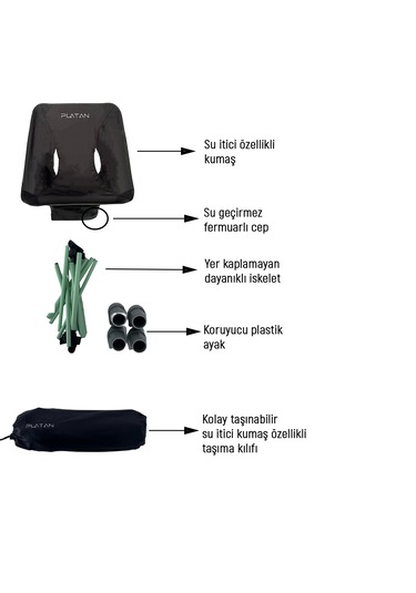 Platan Chair Ones-hp Yer Kaplamaz Hafif Katlanır Kamp Piknik Sand Gri - Yeşil