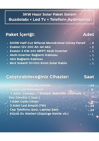 3kw Hazır Solar Paket - 2 24v Mppt Akıllı İnverter Off-grid Sistem