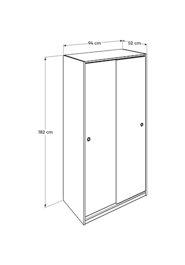 5 Raflı Sürgülü Gardırop - Beyaz