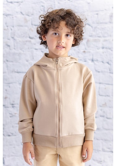 Zeyland Unisex Çocuk Basic Kapüşonlu Ceket - Bej Bej