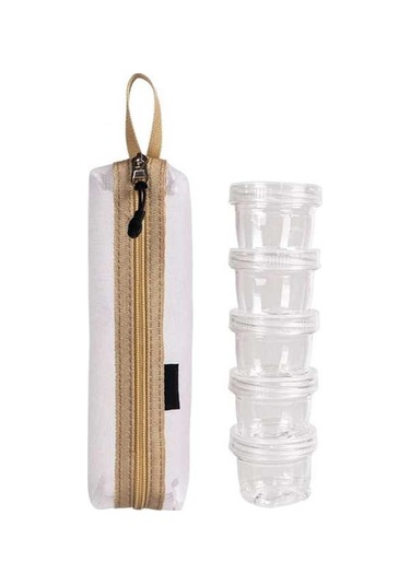 Pazly 5'li Seyahat Saklama Çantası Seti Mini Delikli Beyaz Beyaz