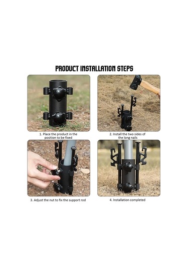 Şemsiye Tabanı, 4 Adet 40 Cm Çivili Açık Hava Şemsiye Toprak Fişi, Açık Hava Balıkçılığı, Bahçe, Balıkçılık, Plaj İçin Çıkarılabilir Şemsiye Tabanı Siyah Diğer