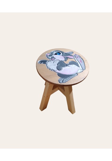 Tavşanım Ahşap El Yapımı Çocuk Taburesi