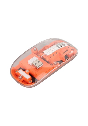 Kablosuz 2.4g Bluetooth Şeffaf Fare 2400 Dpı Şarj Edilebilir 400mah Rgb Renkli Kablosuz Fare Turuncu