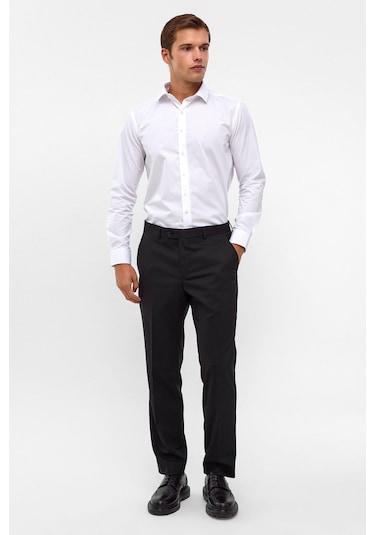 Süvari Bol Kalıp Geniş Paça Premium Kalite Düz Erkek Kumaş Pantolon Siyah