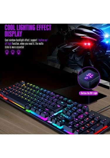 Techbloom Ergonomic Kablolu Gaming Klavye Ve Fare Seti Black Abs Malzeme Laptop İçin Ergonomik Tasarım Diğer