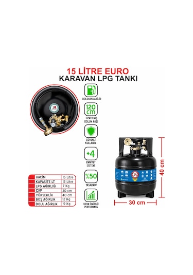 15 Litre Euro Karavan Lpg Tankı Siyah