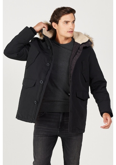 Wrangler Regular Fit Normal Kesim Dik Yaka Erkek Siyah Parka Mont W4D0Wx100 Siyah