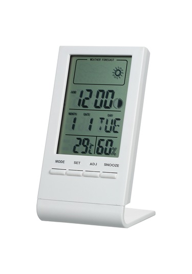 Suofeng Ev İçi Mini Dijital Sicaklık Ve Nem Ölçer, Hava Tahmini, Saat-tarih Gösterici, Beyaz Cx-220 Pil Dahil Değil