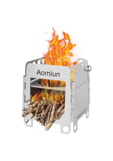 Aomiun-taşınabilir Paslanmaz Çelik Kamp Sobası Hafif Katlanır,yb25086s Gümüş