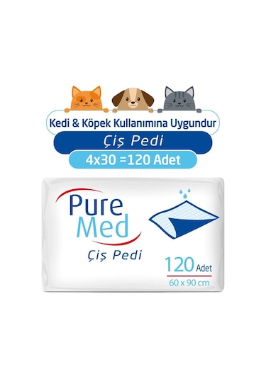 Puremed Kedi Köpek Çiş Pedi 60 x 90 CM 4 x 30 (120 Adet)