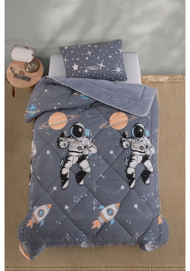 Formeya Astronot Çift Taraflı Welsoft Yorgan Yastık Kılıfı Seti Çarşafsız