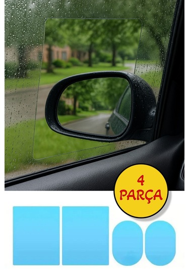 4 Parça Araç Ayna Yağmur Kaydırıcı Film Ve Cam Buğu Önleyici Su Geçirmez Koruyucu Seti