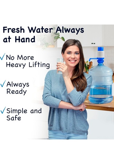 Aubyhe 5 Galon Suluklar İçin El Manuel Su Pompası, Yemek Dereceli Malzeme, Uyumlu Kapağa Takılabilir, Ayarlanabilir Boru Uzunluğu, Koruyucu Kapak Ve Temizleme Fırça MAvi