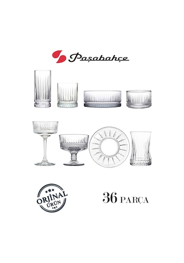 Paşabahçe Elysia 36 Parça Su Bardak - Meşrubat Bardağı Ve Çerezlik Seti Takımı