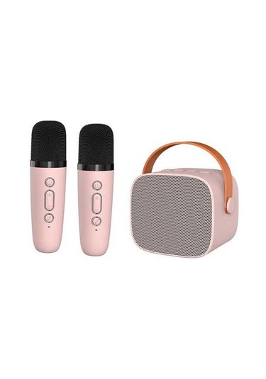 Fortunelane Bluetooth Kablosuz Mikrofonlu Şarkı Söyleme Hoparlörü, 6w Ses, 2000mah Pil, Pembe