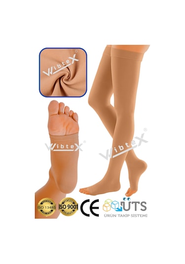 Wibtex Diz Üstü Varis Çorabı Açık Burun Ten Rengi
