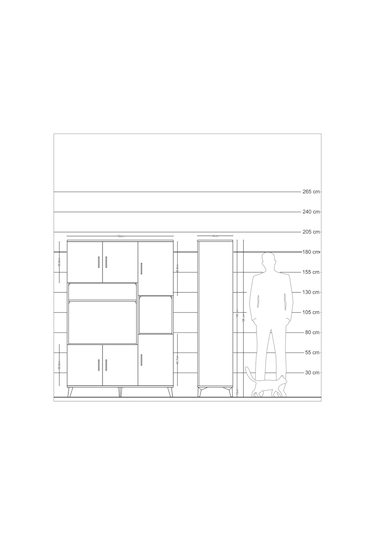 Hyperion Dolap 9 Raflı 6 Kapaklı 132x44x195 Çam-antrasit/çam Çam