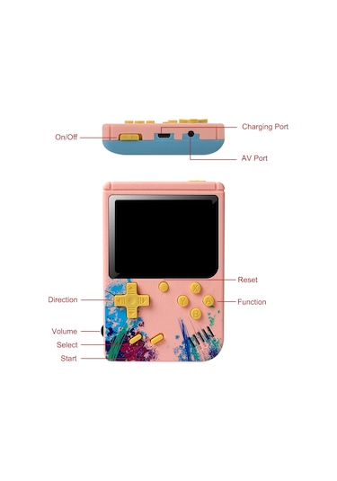 Vkemall G50 3.0 İnç Tam Renkli Ekran El Oyun Konsolu 500 Retro Oyun Taşınabilir Oyun Kon