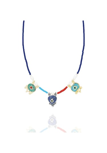 Yaz Kolyesi Mozaik Işlemeli Otantik Gümüş Taşlı Kadın Kolye (550219396)