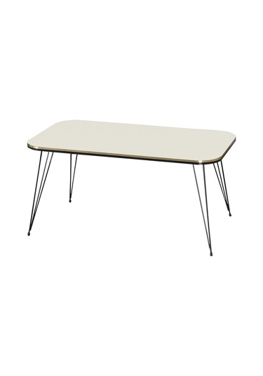 Zigon Sehpa Ve Orta Sehpa Kr Set Siyah Tel Ayak Çift Altın Krem