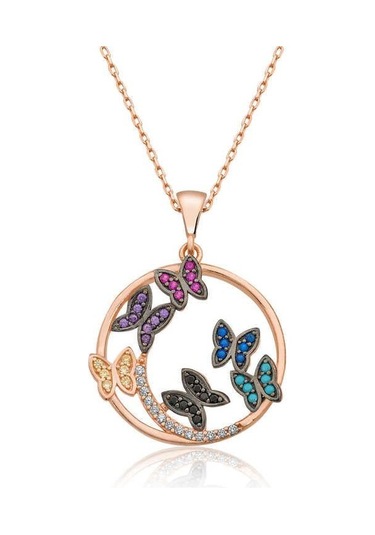 Hk Gümüş Kadın Kolye Rose Kelebek Çemberi Gümüş Takı Hediyelik Ürünler-201027 Çok Renkli Hk Gümüş Kadın Kolye Rose Kelebek Çemberi Gümüş Takı Hediyelik Ürünler-201027 Çok Renkli