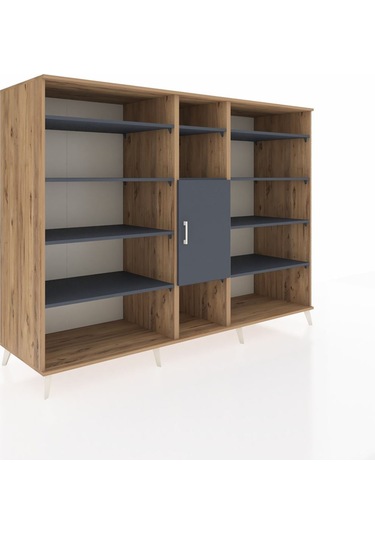 Kronos Dolap 12 Raflı Tek Kapaklı 220x59x163 Çam-antrasit Çam-antrasit