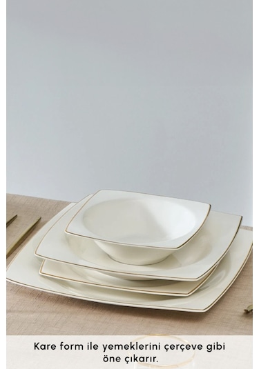 Karaca  Square Bone Mensa 24 Parça 6 Kişilik Yemek Takımı Gold