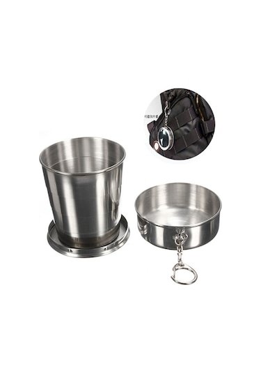 Paslanmaz Çelik Kamp Katlanır Bardak Seyahat Açık Kamp Yürüyüş Kupa Taşınabilir Katlanabilir Bardak L 250 Ml Çok Renkli