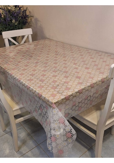 Ithal Pvc Muşamba - Desenli Silinebilir Masa Örtüsü 07iz07 Pembe