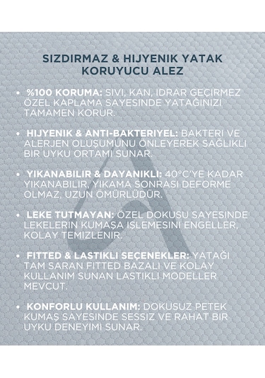 Tek Kişilik Sızdırmaz Yatak Koruyucu Alez Pratik Lastikli