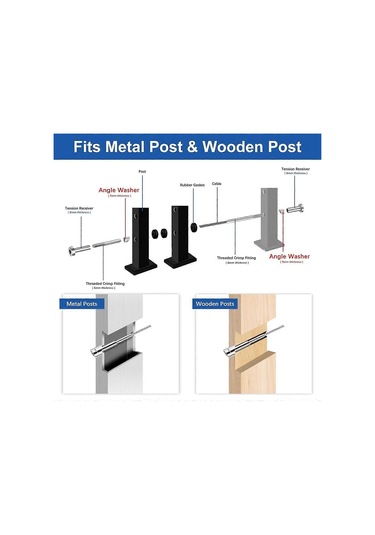 33 Açısal Pul 9 Mm, 8 Mm Tel Korkuluk Donanım Kiti, Merdiven Güvertesi Metal Ahşap Alüminyum Diğer