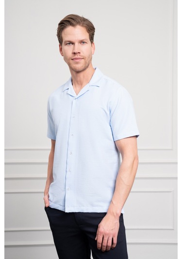 Erkek A. Mavi Apaş Yaka Kısa Kol Gömlek 25ys004008311 A. Mavi A. Mavi