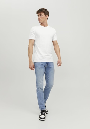 Jack & Jones Bisiklet Yaka Basic Tisört-Organic 12156101 Beyaz