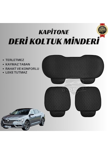 Renault Talisman Uyumlu Deri Kapitone Koltuk Minderi Koruma Kılıfı 3 Lü Set